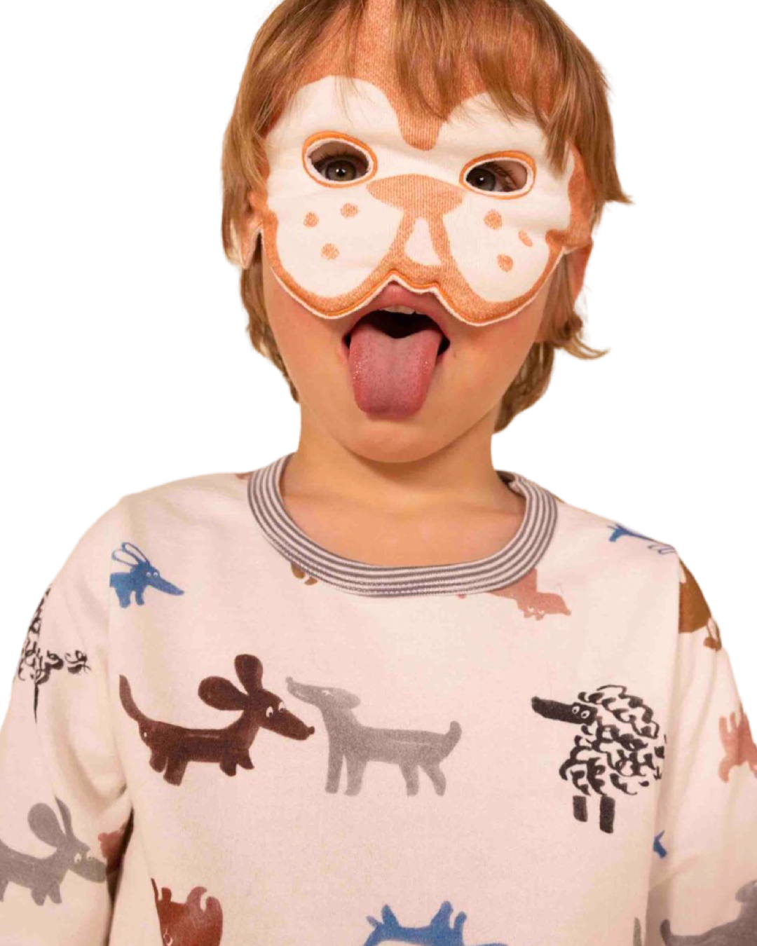 Kinderpyjama zum Verkleiden aus Molton mit Hundemotiv