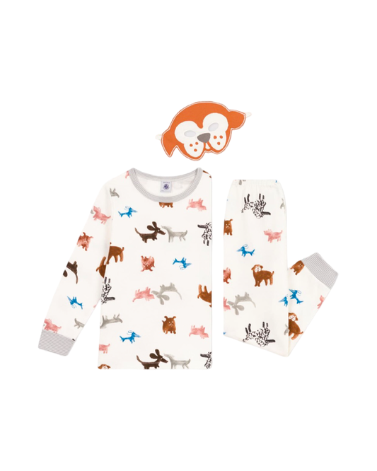 Kinderpyjama zum Verkleiden aus Molton mit Hundemotiv